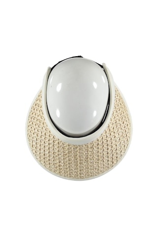 Uv Korumalı 50 Faktör Kadın Hasır Vizör Şapka Örgü Tasarım Vizör Ekru