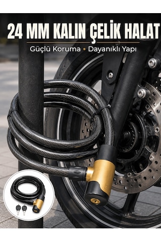 Lexroo Güçlü Çelik Halat Yapısıyla Motosiklet, Bisiklet Ve Scoote Çok Renkli
