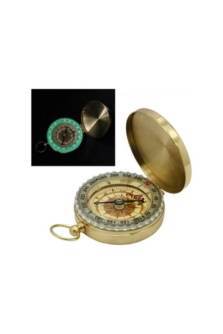 Dofolink Klasik Bakır Kasa Işık Veren Minyatür Pusula - Doğa Yürüyüşü, Kamp Ve Keşif İçin Taşınabilir Navigasyon Aleti