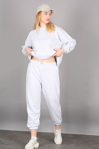 Mad Girls Gri Kapüşonlu Kadın Eşofman Takımı Mg1225 Gri