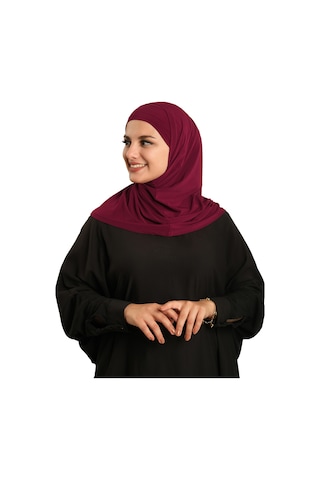 Hürrem Bone Bordo Pratik Hazır Geçmeli Boru Boneli İkili Tesettür Eşarp Sandy Düz 2501 16 bordo