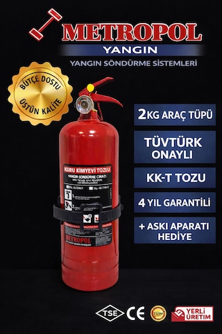 Metropol 2 Kg Tozlu Yangın Tüpü, Yangın Söndürme Tüpü.yangın Söndürücü.tekne Sertifikalı Yangın Tüpü.