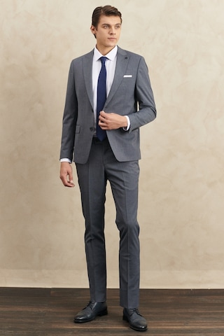 AC&Co / Altınyıldız Classics Altinyildiz Classics Erkek Lacivert-Gri Ekstra Slim Fit Kırlangıç Yaka Kareli Klasik Takım Elbise 4A3022200013LAG526N Lacivert