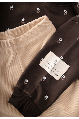 Cigit Kadife Taytlı Sweatshirt Takım 2-10 Yaş Kahverengi