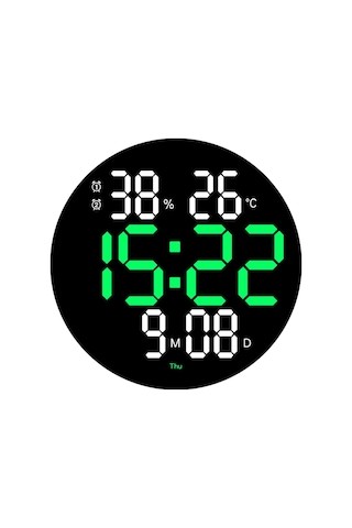 Suntek LED Elektronik Saat Ev Dekorasyon Mağazası İçin Uzaktan Kumandalı Duvar Saati Yeşil