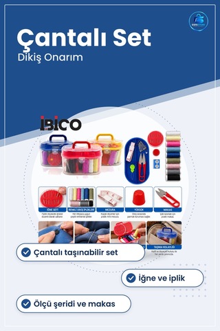 Dikiş Makinesi Aksesuarı Çantalı Set İğne İplik Mezura Makas Yüks