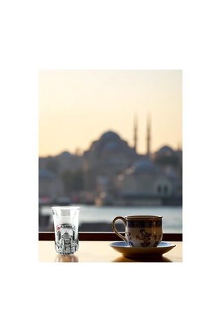 İstanbul Temalı Dekoratif Cam Kahve Yanı Bardak Ayasofya, Galata Ve Kız Kulesi Figürlü 730450825