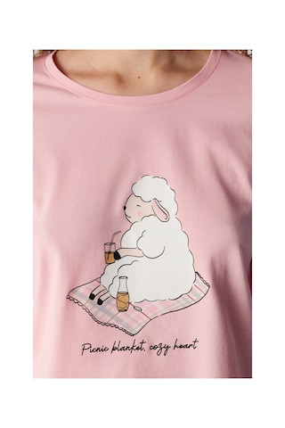 Penti Pembe Rahat Kalp Uzun Kollu Pantolon Pijama Takımı Pk32