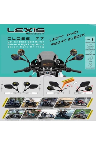 Lexis Gloss 105 Universal Optik Dış Bükey Geniş Açılı Motosiklet Kör Nokta Aynası