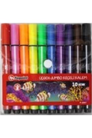 Jumbo Keçeli Üçgen Boya Kalemi 10 Renk Nocolor-5f9412a1