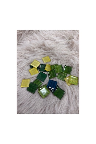 Sanatsal Kristal Mozaik Ks-35 23x23mm Çizgili Yeşil Mix 250gr