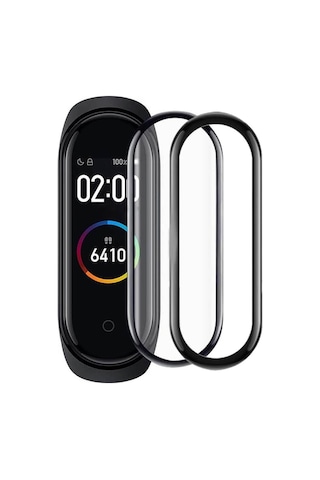 Wozlo Xiaomi Mi Band 4 Uyumlu Nano Siyah Çerçeve 5d Tam Koruma Ekran Koruyucu - 2 Adet