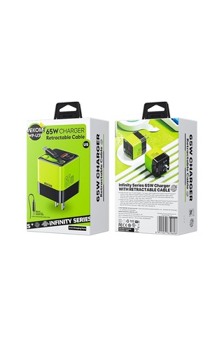 Wk Wp-u39 65w Usb-c / Tip-c, 80cm Tip-c Kablosu İle Usb Gan Hızlı Şarj Cihazı, Fiş Tipi: Abd Fiş Yeşil Yeşil
