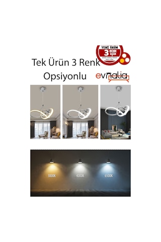 Power Led Avize Mutfak Koridor Çocuk Oturma Yatak Odası 3 Renk Gün Işığı-beyaz-sarı Işık -krom Gövde Krom