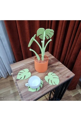 Monstera Coasters Bardak Altlıkları Yeşil