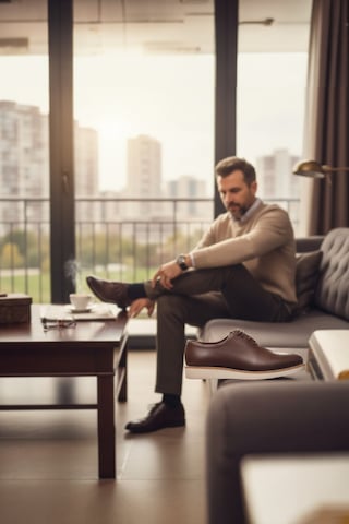Enoch Erkek Kahverengi Hakiki Deri Klasik Ayakkabı Minimalist Brogue Detaylı Ve Kontrast Beyaz Tabanlı Bağcıklı Model Kahverengi