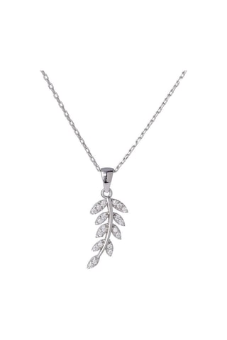 Zeytin Dalı Model Zirkon Taşlı 925 Ayar Gümüş Kadın Kolye