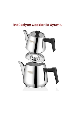 Kahramanlar Luna Orta Boy Black Çaydanlık Takımı Siyah
