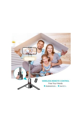 Çıkarılabilir Dolgu Işıklı Sabit Selfie Çubuğu Tripod, Apple iPhone Uyumlu, , , Ve Diğer Akıllı Telefonlar İçin Kablosuz Uzaktan Kumandalı 360 Dönebilen Genişletilebilir Cep Telefonu Tripodu