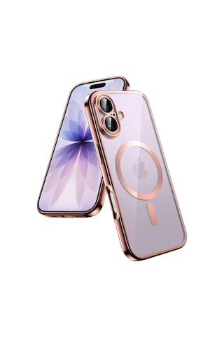 Teknomoda Apple Uyumlu iPhone 17 Pro Max Kılıf Kamera Lens Korumalı Renkli Magsafe Şeffaf Silikon Rose Gold Rose Gold