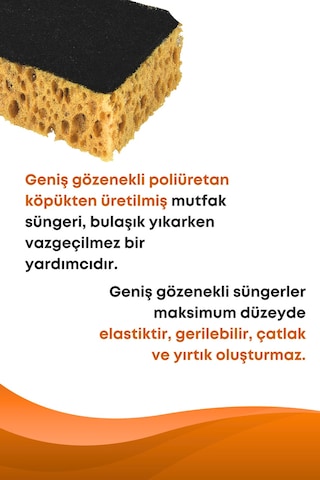 Grimorlife 12 Adet Lifli Düz Bulaşık Süngeri Özel Dokulu, Dayanıklı Geniş Gözenekli Mutfak Süngeri Seti
