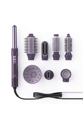 Fakir Airvibe Saç Şekillendirici Set 7 Si 1 Arada, Otomatik Saç Sarma, Fön, Bukle Ve Düzleştirme Mor