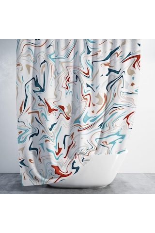 Banyo Perdesi 1x180x200 Tek Kanat Duş Perdesi Halka Hediyeli Duşakabin Perdesi Multicolored Beyaz