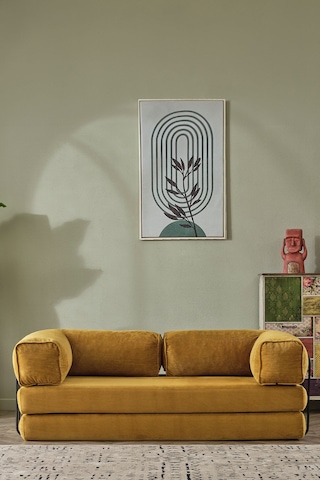 Dekoport Relax Kanepe Dinlenme Koltuğu Puffy Kanepe Yatak Olabilen Açılır Aktivite Koltuğu Hardal