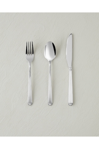 English Home Stripes Paslanmaz Çelik Çatal Kaşık Bıçak Tk. 18 Parça 6 Kişilik Silver Silver