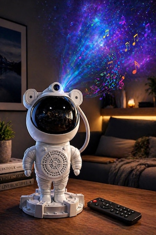 Glr Mxs-003 Uzay Astronot Gökyüzü Lazer Projeksiyon Ve Bluetooth Hoparlör Gece Lambası