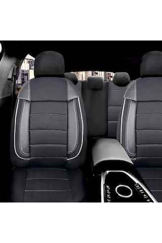 Nissan Micra Araçlara Uyumlu Tam Takım Cover B Model Oto Koltuk Kılıfı Siyah-beyaz