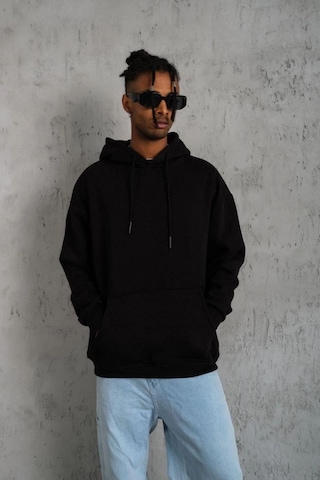 Mbb E-ticaret Erkek 3 İplik Pamuklu Kapüşonlu Kanguru Cepli Sweatshirt Hoodie - Siyah