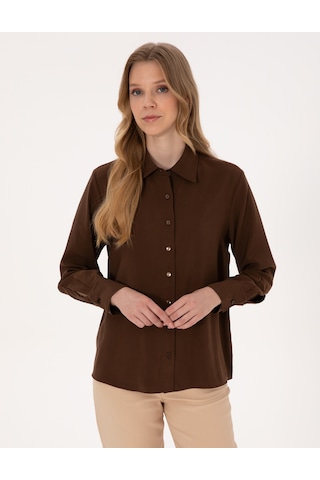 Pierre Cardin Kadın Koyu Kahverengi Gömlek Desenli 50318219-vr084 Koyu Kahverengi