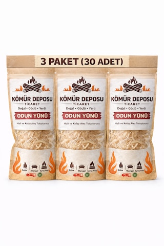 Odun Yünü Kolay Ve Hızlı Ateş Tutuşturucu 3 Paket 30 Adet