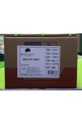 Asil Doğan Zarf Mektup Kare Beyaz 114*162 70 Gr 500 Lü N11.1124