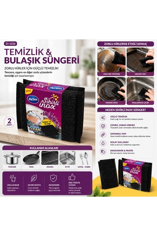 Myclean-467507 Mgc-04 Temizlik Ve Bulaşık Süngeri 2 Adet Sihirli İnox - 24'li Paket