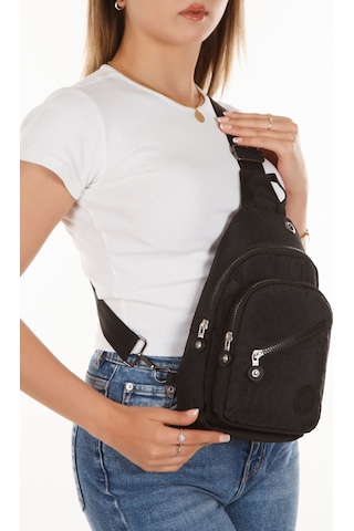 Newısh Polo Accessorıes Unısex Suya Dayanıklı Krınkıl Kumaş Siyah Çapraz Omuz Çantası Günlük,seyahat,okul Siyah