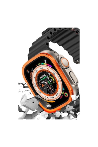 Watch Ultra 49mm Alüminyum Kasa Cam Ekran Koruyucu - Turuncu - 100
