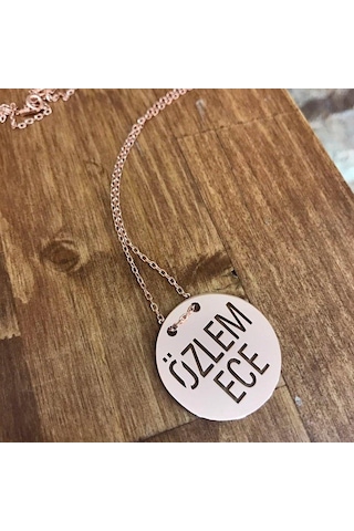 Gümüş İsimli Plaka Kolye Rose Gold