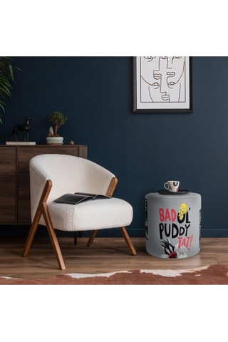 Grey Tweety Puf Warner Bros Lisanslı Ürün, Süet Kumaş, Uluslararası Solmama Sertifikası Çok Renkli