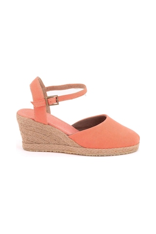 Star Tombis Gerçek Elişi Topuğu Açık Bilekten Bantlı Dolgu Topuk Keten Hasır Espadril Handmade Nar Çiçeği Narçiçeği