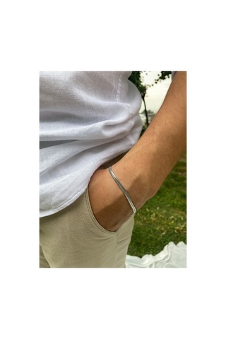 Steel Hasır Yassı İtalyan Paslanmaz Çelik Gold Silver Seçenekli Unisex Bileklik Fuşya
