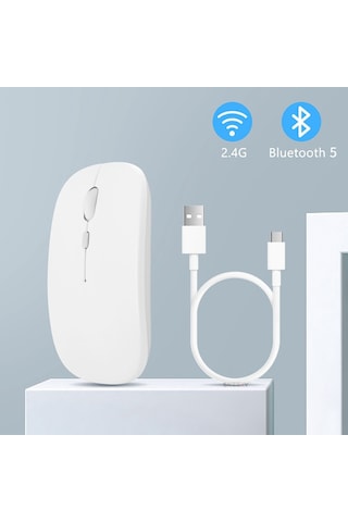 Huawei Uyumlu Tablet Şarj Edilebilir Sessiz Mouse Bluetooth + 2.4hz Wifi
