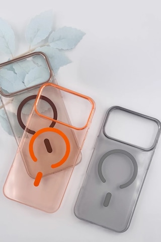 Joko - 664 - Apple Apple iPhone Uyumlu 17 Pro Max Pc Blank Magsafe Kapak - Glblseme - - Turuncu