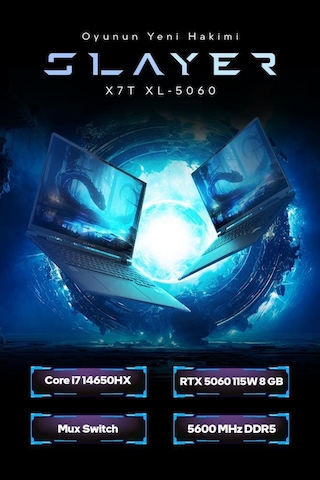 Game Garaj Slayer X7T Xl-5060 C7 i7-14650HX 16 GB 1 TB SSD RTX5060 18" Dos Wuxga Dizüstü Bilgisayar