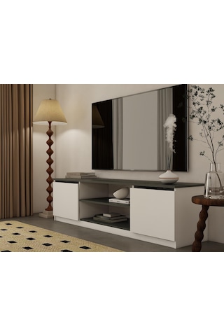 Bade Tv Ünitesi Koyu Gri Beyaz Koyu Gri
