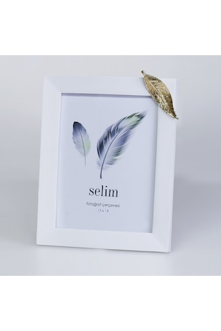 Selim 13 x 18 CM Yapraklı Çerçeve Beyaz Altın