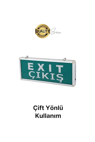 Işıklı Düz Çift Yönlü Acil Çıkış Exit Tabelası Şarjlı Yönlendirme Parlayan Armatür Uyarı Levhası