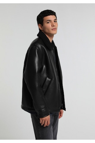Colin's Colins Regular Fit Shirt Neck Fermuarlı Astarlı Erkek Siyah Mont Pu Cl1082071 Q1.v1 Blk