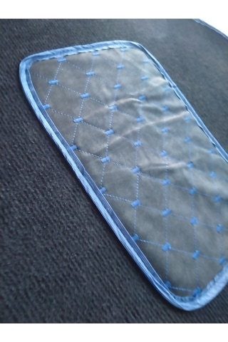 Üniversal Her Araca Uyumlu Mavi Kapitone Topuk Destekli Siyah Oto Halı Paspas